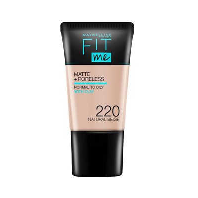 Maybelline Fit Me Foundation Matte & Poreless With Clay 220 Natural Beige, 18ml