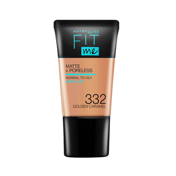 Maybelline Fit Me Foundation Matte & Poreless With Clay 332 Golden Caramel, 18ml