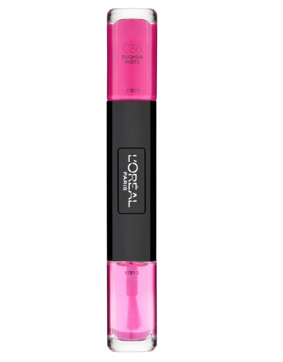 L'Oreal Infaillible Duo Nail Polish 036 Fuchsia Riots *See Description*