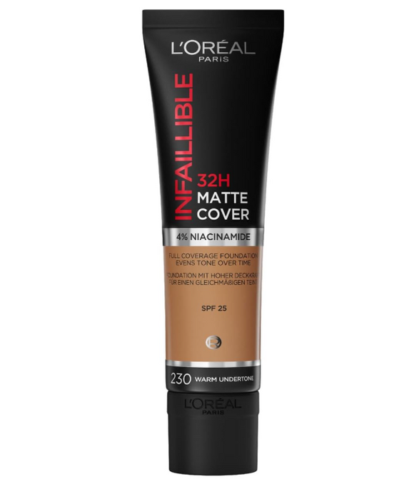 L'Oreal Paris Infallible 32HR Matte Cover Foundation 230 Warm Undertone