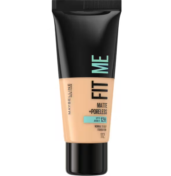 Maybelline Fit Me! Foundation Matte 112 Soft Beige – Mittlere Deckkraft, Für Makellosen, Mattierenden Teint