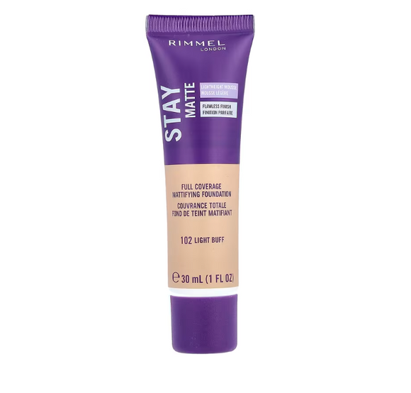 Rimmel London Stay Matte Full Coverage Mattifying Foundation 102 Light Buff