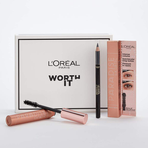 L'Oreal Paris Worth It Box Gift Set With Paradise Extatic Mascara & Le Kohl Superliner 101